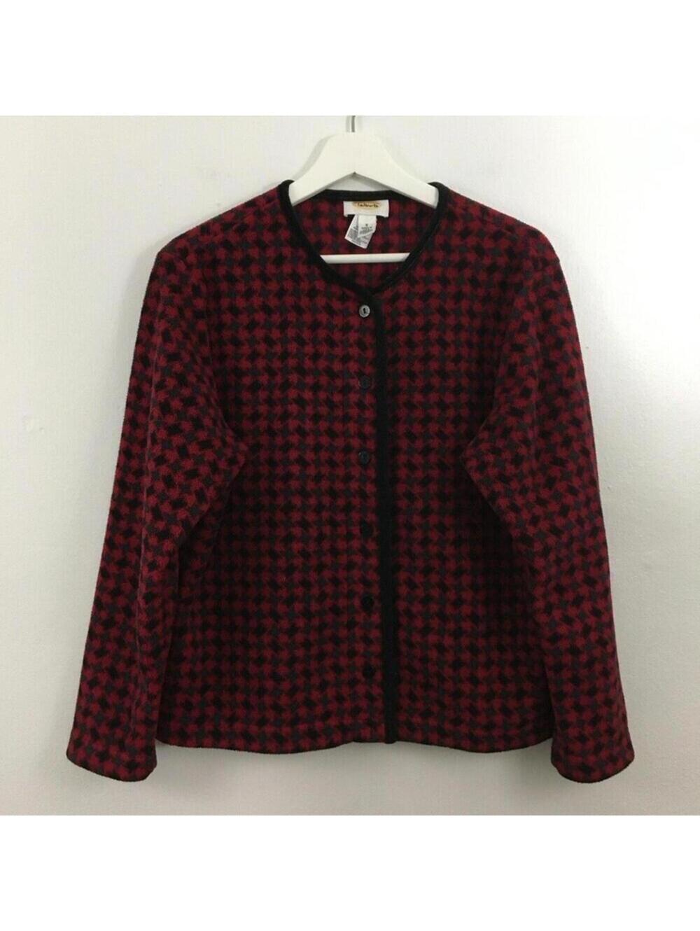 Talbots Women’s Buffalo Checkered Fleece Button Down Jacket Size S